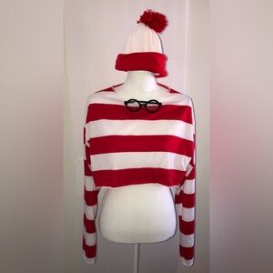 Official Where’s Waldo Halloween Costume. Cropped Top. One Size